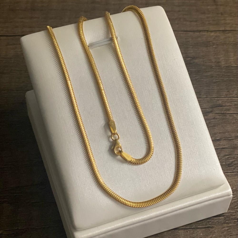 Real 18K Saudi Gold Snake Chain Necklace